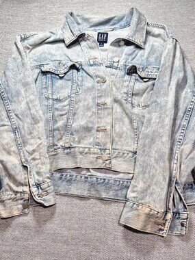 Gap Denim Light Wash Trucker Jacket Button Front Size XL
